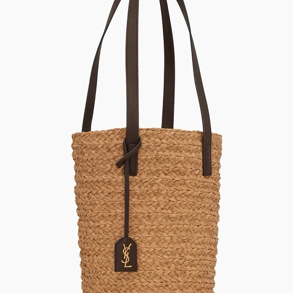 Saint Laurent - Panier Small raffia bucket bag in beige - Picture 4 of 9